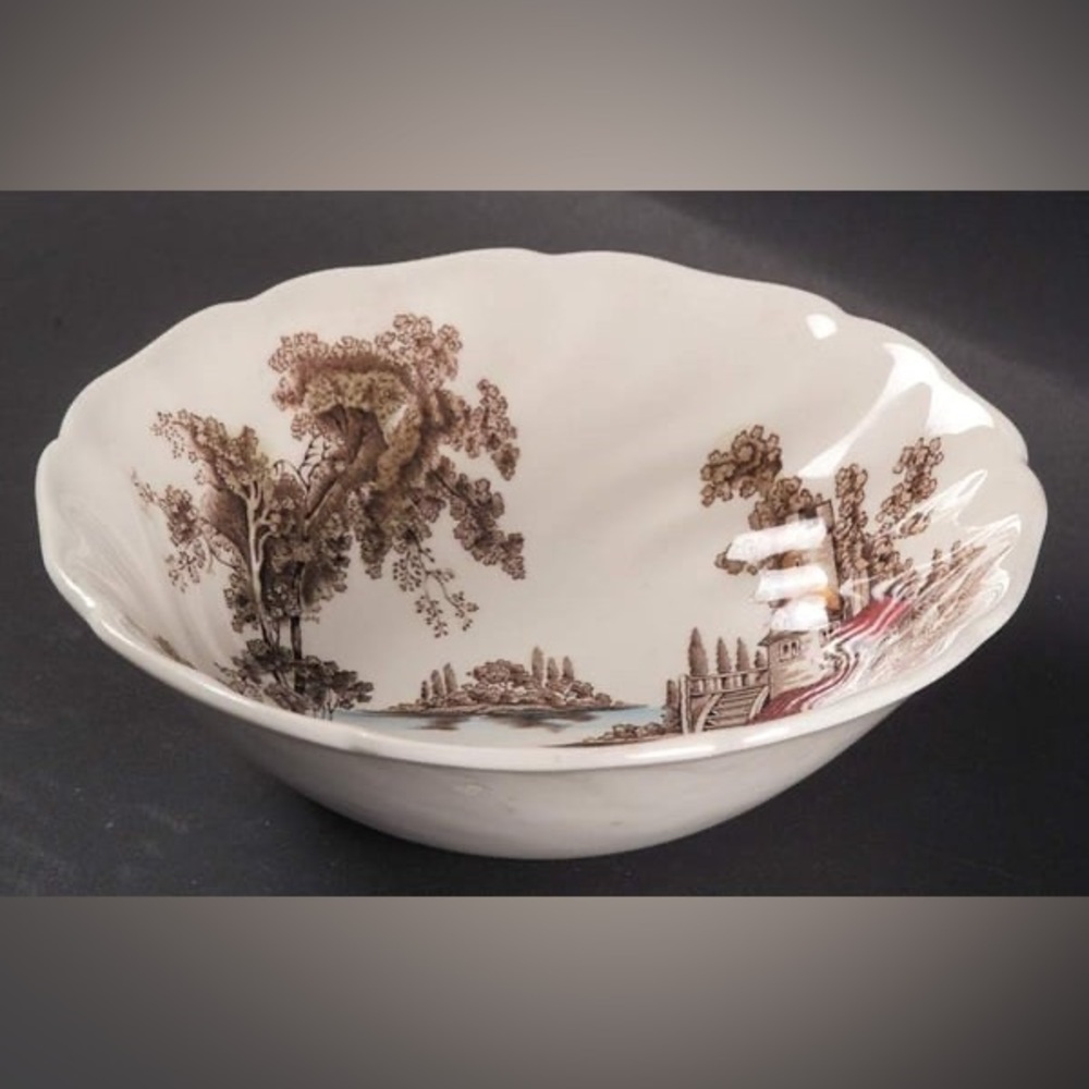 Vintage Johnson Brothers Set of 2 Coupe Cereal Bowls in the The Old Mill Pattern